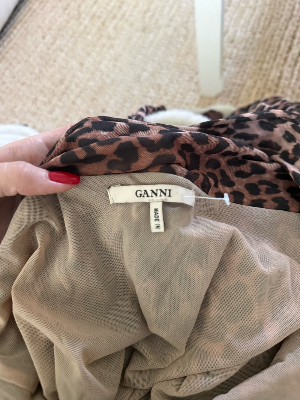 Ganni Leopard Print High-Low Ruffle Skirt - Brown - Picture 3 of 5